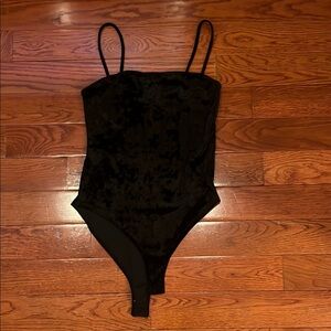 Black Velvet Thong Bodysuit
